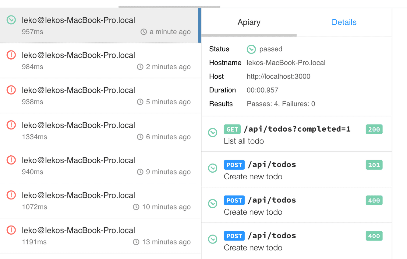 APIドキュメントでAPIサーバをテストする